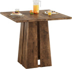 LITTLE TREE Wooden Square Dining Table 4 Sets, 31.5" Farmhouse Kitchen Table with Heavy-Duty Pedestal Base, Dinner Furniture for Dining Room, Living Room, Kitchen (1, Rustic Brown)