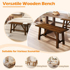 Giantex 38" Wooden Dining Bench, Farmhouse Entryway Bench with Rubber Wood Frame, 400 LBS Capacity, Shoe Rack Benchs, Narrow End of Bed Seat for Kitchen, Living Room, Bedroom, Hallway, Brown (1)