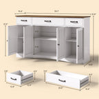 Gizoon Sideboard Buffet Cabinet with Storage, Modern Kitchen Sideboard and Coffee Bar with Drawers and Doors, Wood Buffet Table for Dining Room, 15.2" D x 55.1" W x 31.9" H, White/Rustic Brown