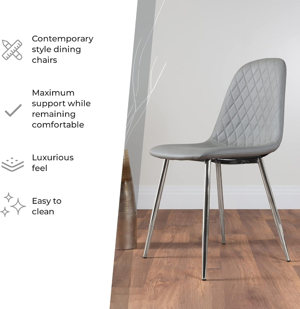 Furniturebox Dining Chair Set of 2 - Corona Black Leg White Faux Leather Dining Chair