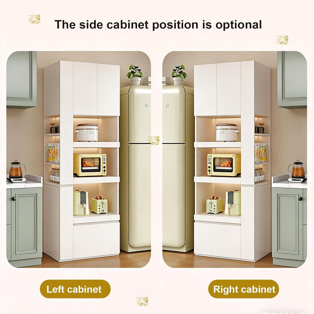 LINLIUA 71'' Tall Kitchen Pantry Cabinet, Wood Pantry Storage Cabinet with Doors, 3 Pull-Out Shelves and Drawer, Modern Slim Kitchen Hutch for Dining Room Small Space