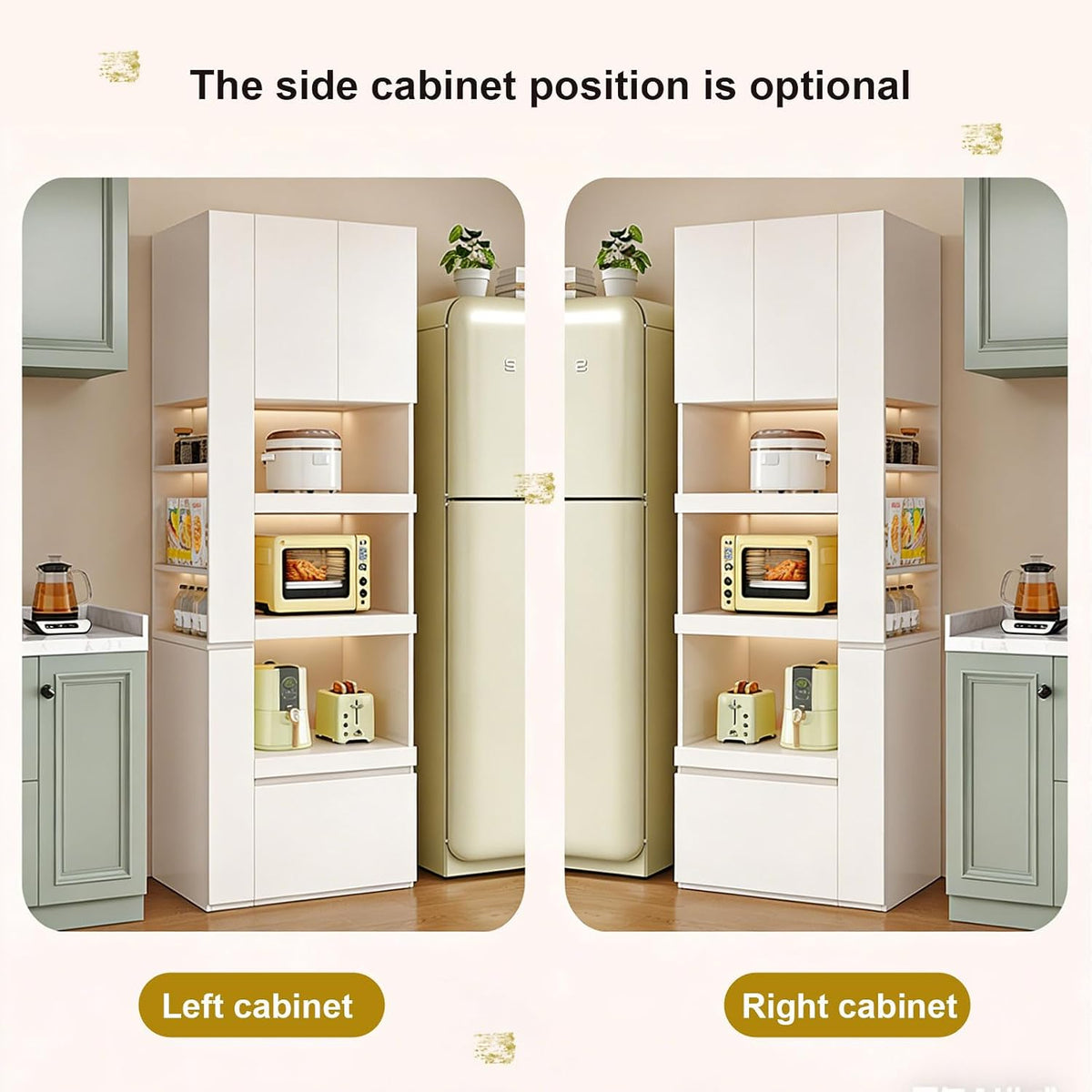 LINLIUA 71'' Tall Kitchen Pantry Cabinet, Wood Pantry Storage Cabinet with Doors, 3 Pull-Out Shelves and Drawer, Modern Slim Kitchen Hutch for Dining Room Small Space