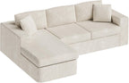 Vongrasig 105" Couches for Living Room, Sectional Couches Modular Sofa with L-Shaped Chaise, Memory Foam Comfy Cloud Couch with Plush Corduroy Fabric, No Assembly Required, (Beige)