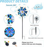 Solar Owls Wind Spinners for Yard and Garden,51 Inch Solar Windmill Seven Color LED Light Whirligig Kinetic Spinner to Scare Birds Decor for Lawn, Patio,Owl Gift Metal Wind Outdoor Sculpture