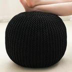 Pouf Ottoman Stuffed Round Modern Foam Filled Foot Rest Poufs for Living Room Chair Decorative 20 X 14 Inches Boho Relax Stool for Wedding Christmas Party, (Black, 20 Inch)