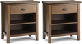 SIMPLIHOME Artisan Solid Wood 24 inch Wide Transitional-Style Bedside Nightstand Tables in Rustic Natural Aged Brown for the Living Room and Bedroom (Set of 2)