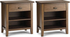 SIMPLIHOME Artisan Solid Wood 24 inch Wide Transitional-Style Bedside Nightstand Tables in Rustic Natural Aged Brown for the Living Room and Bedroom (Set of 2)