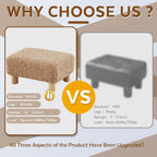 Small Foot Stool Ottoman, Sherpa Footstool Ottoman Foot Rest for Couch, Rectangle Footstools and Ottomans Small for Living Room, Entryway and Bedroom (Light Brown)