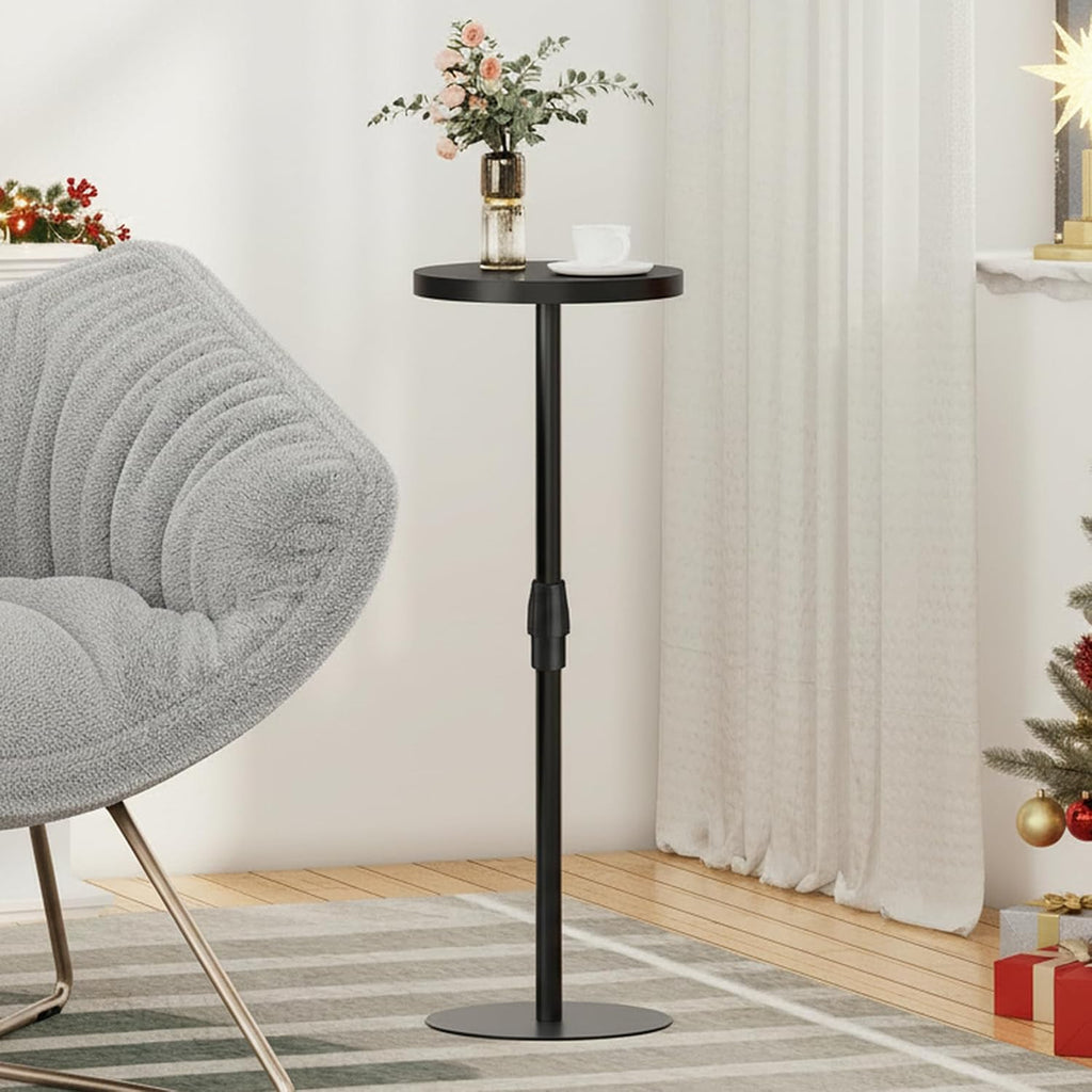 TUTOTAK Tall Round Side Table, Small End Table, Drink Table, Pedestal Side Table, livingroom, Black TB01BK096
