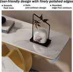 Contemporary Accent Table Modern Console Table | Marble-Like Tabletop and Circular Metal Base, Easy Assemble, for Hallway Foyer Entrance Entryway(Black-C,100x30x80cm)