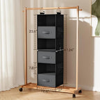 Pipishell 6-Shelf Hanging Closet Organizer, Hanging Shelves with 2 Separable 3-Tier Shelves, Closet Shelves Organizer with 3 Removable Drawers for Wardrobe, Nursery, Baby Clothes Organizer, Black