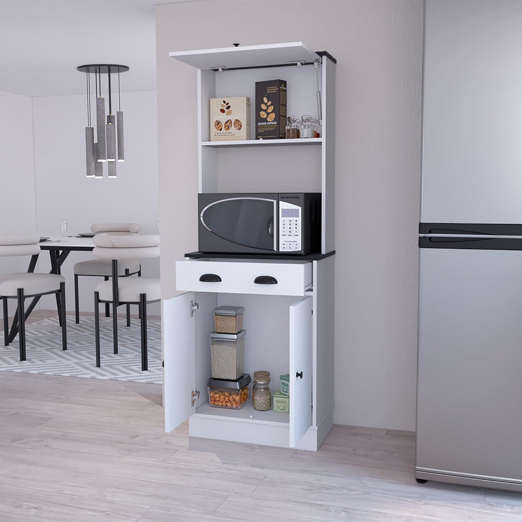 White and Black 2 Cabinet Kitchen Pantry