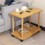 2 Tier Side Table,360 Degree Swivel Solid Wood Legs Easy Assembly Side Table Bedside Tables Open Shelf Sofa Small Tea Table for Living Room, Bedroom, Home Office Entryway, Farmhouse Wooden C