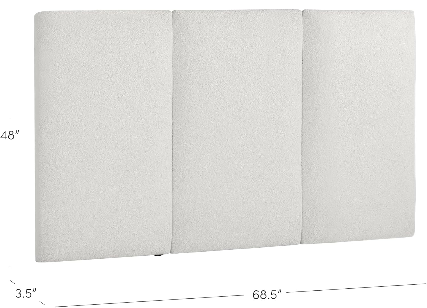 Nathan James Marissa Wall Mounted Upholstered Headboard, 3 Panel Headboard with Textured Boucle Upholstery for Queen Bed, White