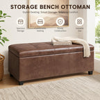 Homebeez 48" Faux Leather Storage Ottoman,End of Bed Bench,Upholstered Ottoman Bench with Storage for Living Room,Bedroom,Entryway