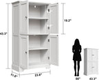 ChooChoo Bathroom Floor Cabinet, Modern Bathroom Storage Cabinet with 4 Doors and Adjustable Shelves, Freestanding Cupboard for Living Room, White | Bathroom Storage Cabinet, 4 Doors, Freestanding Cupboard for Living Room, White