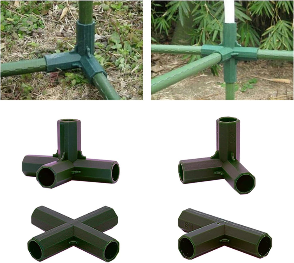 12PCS Fitting 16MM 4 Types Stable Support Heavy Duty Greenhouse Frame Building Connector Black Suitable for Grape Trellis Sunscreen Shed Gardening