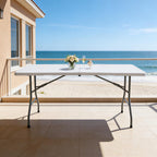Lakhow 6 FT Folding Table,Outdoor Indoor Plastic Table Portable Square Height Dining Table Perfect for Picnics, Parties, Party and Camping, Clear White