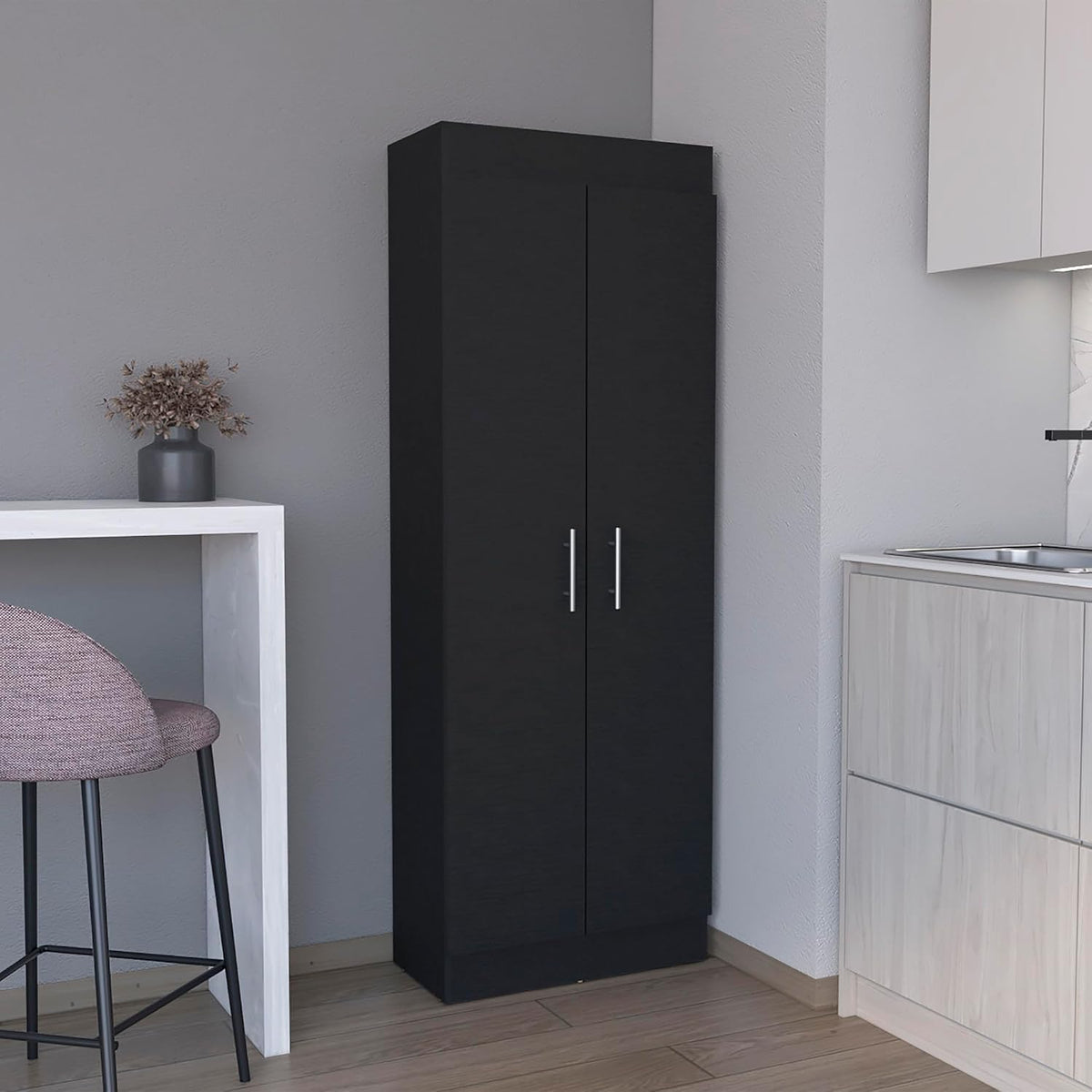 Pantry Cabinet Clinton, Kitchen, Black