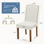 DUMOS Dining Chairs Set of 6, Farmhouse Fabric Upholstered Kitchen Chairs with Wooden Legs and Padded Seat, Modern Accent Chairs for Dining Room, Kitchen, Living Room, Restaurant, Beige