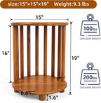 Round Teak End Table with Storage, Nightstand Sofa Side Table for Living Room Indoor/Outdoor Use, Accent Coffee Table for Patio Balcony Wooden Furniture, 15"x15"x19"