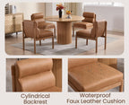 EALSON Dining Chairs Set of 2 Modern Upholstered Living Room Chairs Mid Century Comfy Leather Kitchen Chairs with Back Armless Solid Wood Dining Room Side Chairs for Kitchen/Restaurant/Cafe, Brown