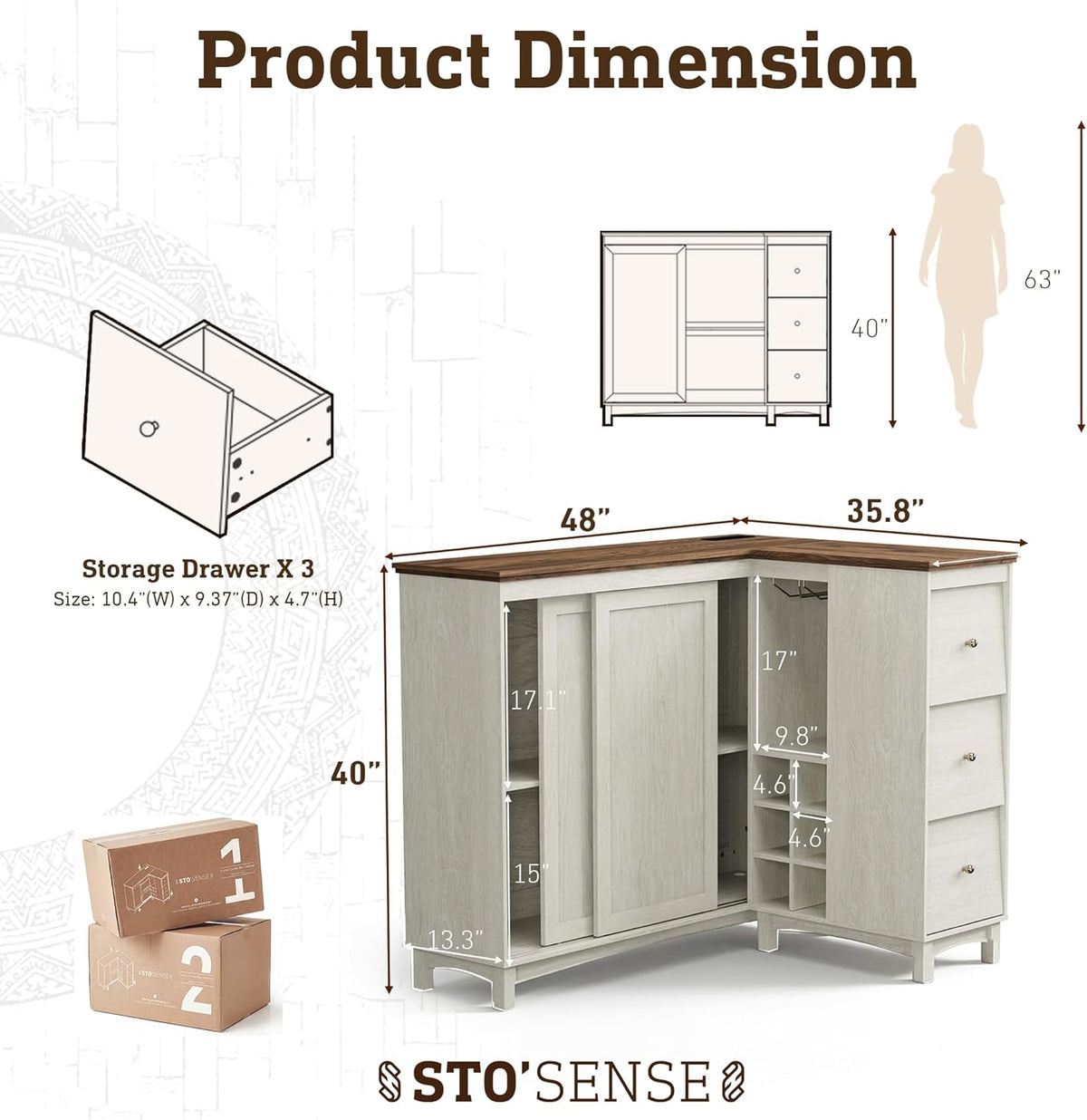 Corner Cabinet with Charging Station,L-Shaped Kitchen Pantry Storage Cabinet with 3 Drawers,Freestanding Kitchen Pantry Cabinets with Wine Rack,Glass Rack,Sliding Door for Dining Room (White)