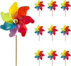 IilLittle 10 Pack Rainbow Pinwheel, No Assembly Required, Pinwheels for Kids, Pinwheels for Yard and Garden, Kids Party Decoration, Lawn Decoration, Picnic Party Decorations
