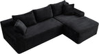 95" L-Shaped Cloud Sectional Couch, Right Facing Modular Compressed Sectional Sofa with Chaise Lounge, Plush Corduroy Corner Sofa for Living Room