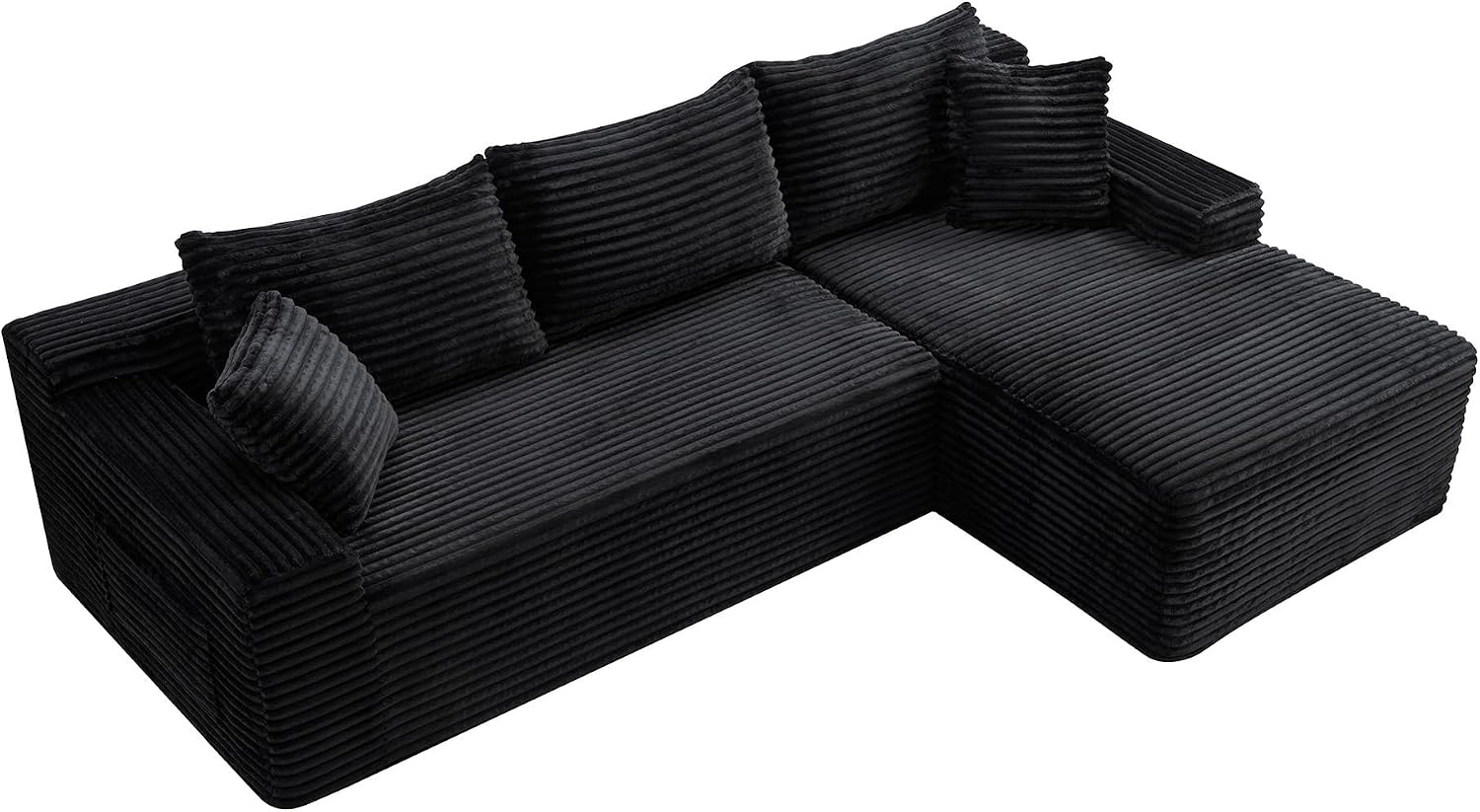 95" L-Shaped Cloud Sectional Couch, Right Facing Modular Compressed Sectional Sofa with Chaise Lounge, Plush Corduroy Corner Sofa for Living Room