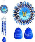 33" Memorial Wind Chimes Outside | Deep Tone Sympathy Windchime with Animated Butterfly Spinner, Rust-Resistant Garden Decoration, Gift for Women/Mom/Wife/Grandma/Housewarming
