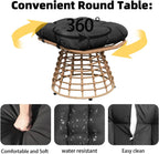 Outdoor Wicker Patio Ottomans Set of 2 rotatable Outdoor Footrest Small Seating, Large Wide Footrest, PE Rattan Thicken Cushioned Footrest, All-Weather Wicker Furniture for Balcony, Porch (YB)