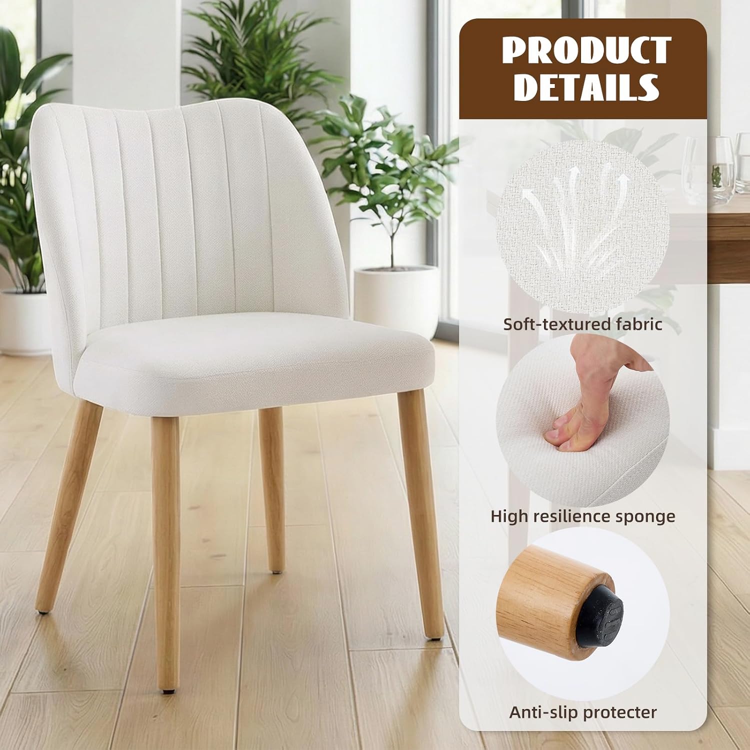 GarveeHome Dining Chairs Set of 4 with Cozy Backrest/Wooden Legs | Dining Chairs Set of 4 with Cozy Backrest/ Wooden Legs No tools Needed