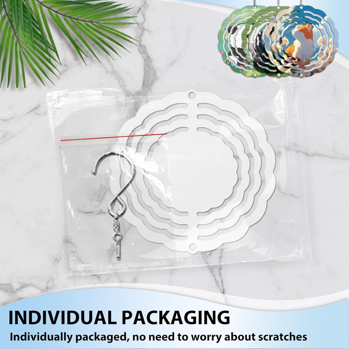5 Pack 3 inch Sublimation Wind Spinners Blanks Wind Spinner Sublimation Blank Bulk 3D Aluminum Metal Wind Spinners for Yard and Garden Indoor Outdoor Window Porch Front Door Decoration Round