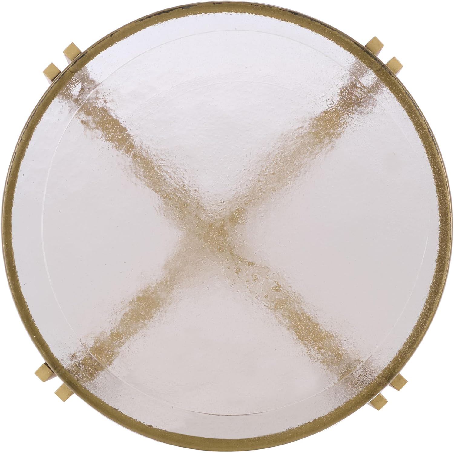 SAFAVIEH Couture Collection - Levitt Cast Glass Top Accent Table, Sculptural Modern Side Table, Brass Finish Base, Fully Assembled (SFV7916A)