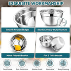 TeamFar Mixing Bowl Set of 5, Stainless Steel 4.5/3/1.5/1/0.7 QT Metal Nesting Salad Bowls with Lids, Ideal for Mixing Serving Tossing, Non-Toxic & Sturdy, Airtight Lid & Easy Clean, Blue