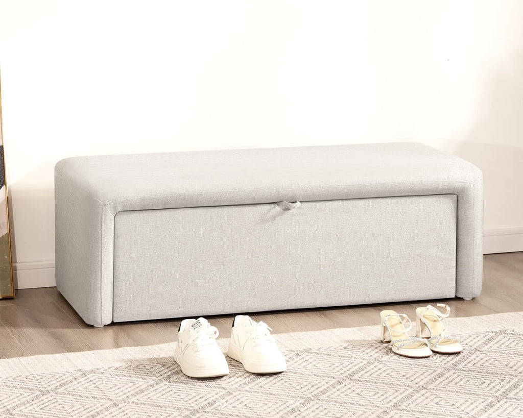 Homebeez 48" Storage Ottoman Bench with Side Opening, Large Ottoman with Storage for Bedroom End of Bed, No Assembly Upholstered Storage Bench & Ottoman Foot Rest for Living Room & Entryway