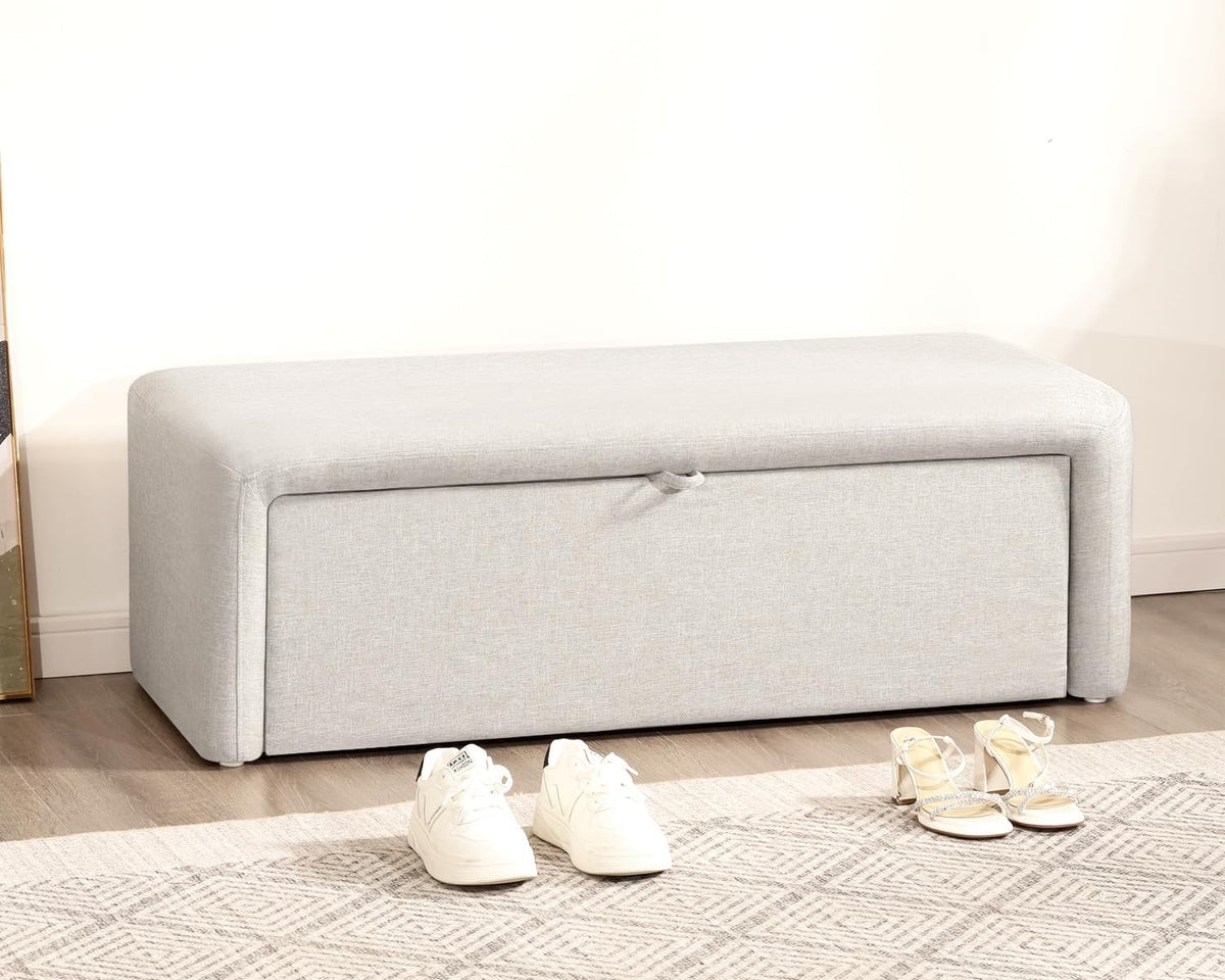 Homebeez 48" Storage Ottoman Bench with Side Opening, Large Ottoman with Storage for Bedroom End of Bed, No Assembly Upholstered Storage Bench & Ottoman Foot Rest for Living Room & Entryway