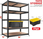 REIBII 2400LBS Garage Shelving 5 Tier Storage Shelves Heavy Duty, Adjustable Metal Shelving Unit,Garage Shelves for Basement,Warehouse,Pantry,Closet,Kitchen 72" H x 35.55" W x 16" D,2 Pack | Heavy Duty