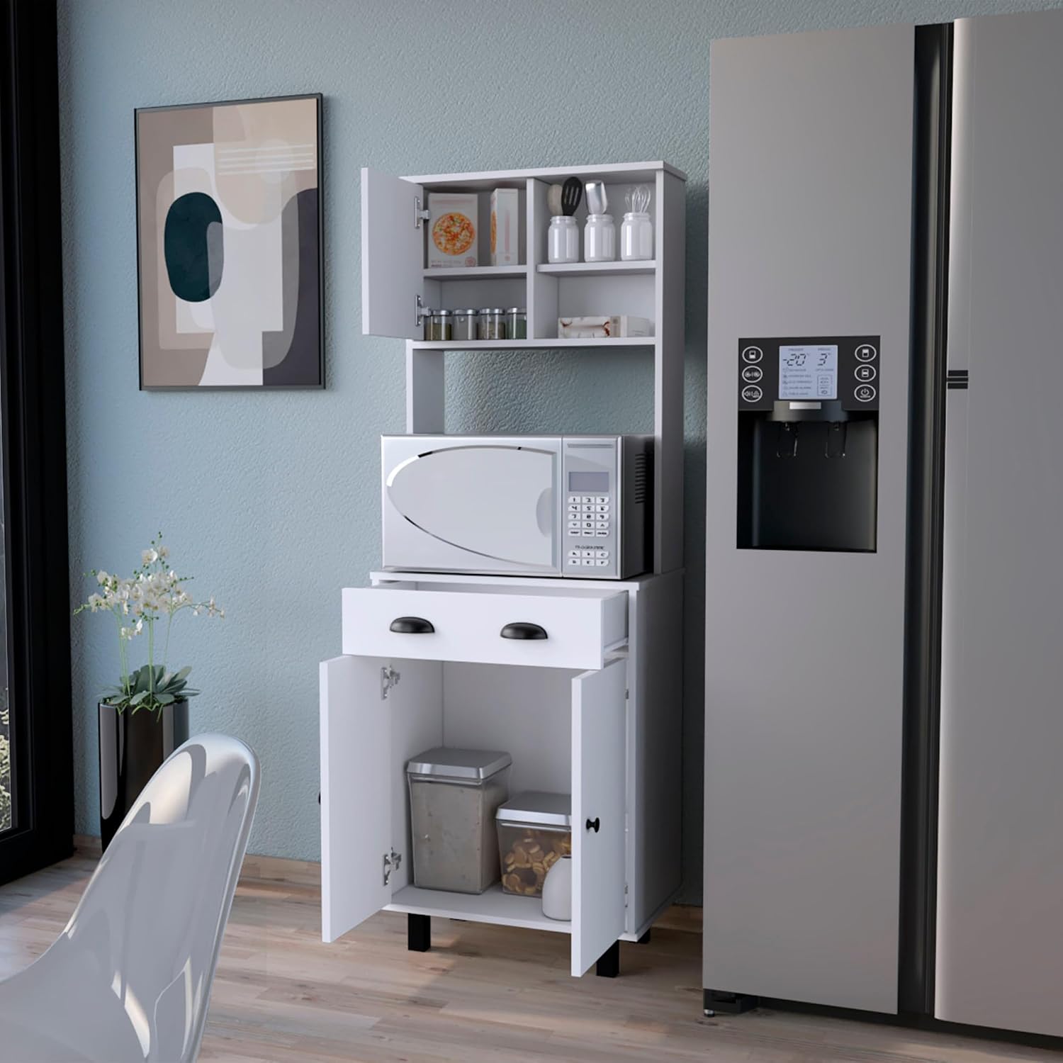Emily White 1-Drawer Kitchen Pantry