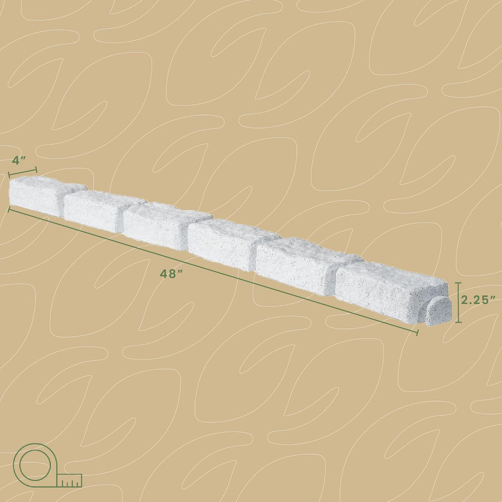 Beuta Landscape Edging | Garden Edging Border | Faux Stone Bricks for Lawn edging, Flower beds, Pathways & Yard Edging– 40 Packs | Each Section Has 6 Bricks 48"L x 4"W x 2.25"H | 120 Spikes |Limewash