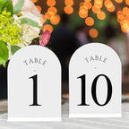 JOYIT Arch Wedding Table Numbers 1-10 with Stands – Double-Sided Printed 5" X 7" Acrylic Signs with White Background and Black Text, Perfect for Wedding Receptions, Parties, Anniversaries, and Events