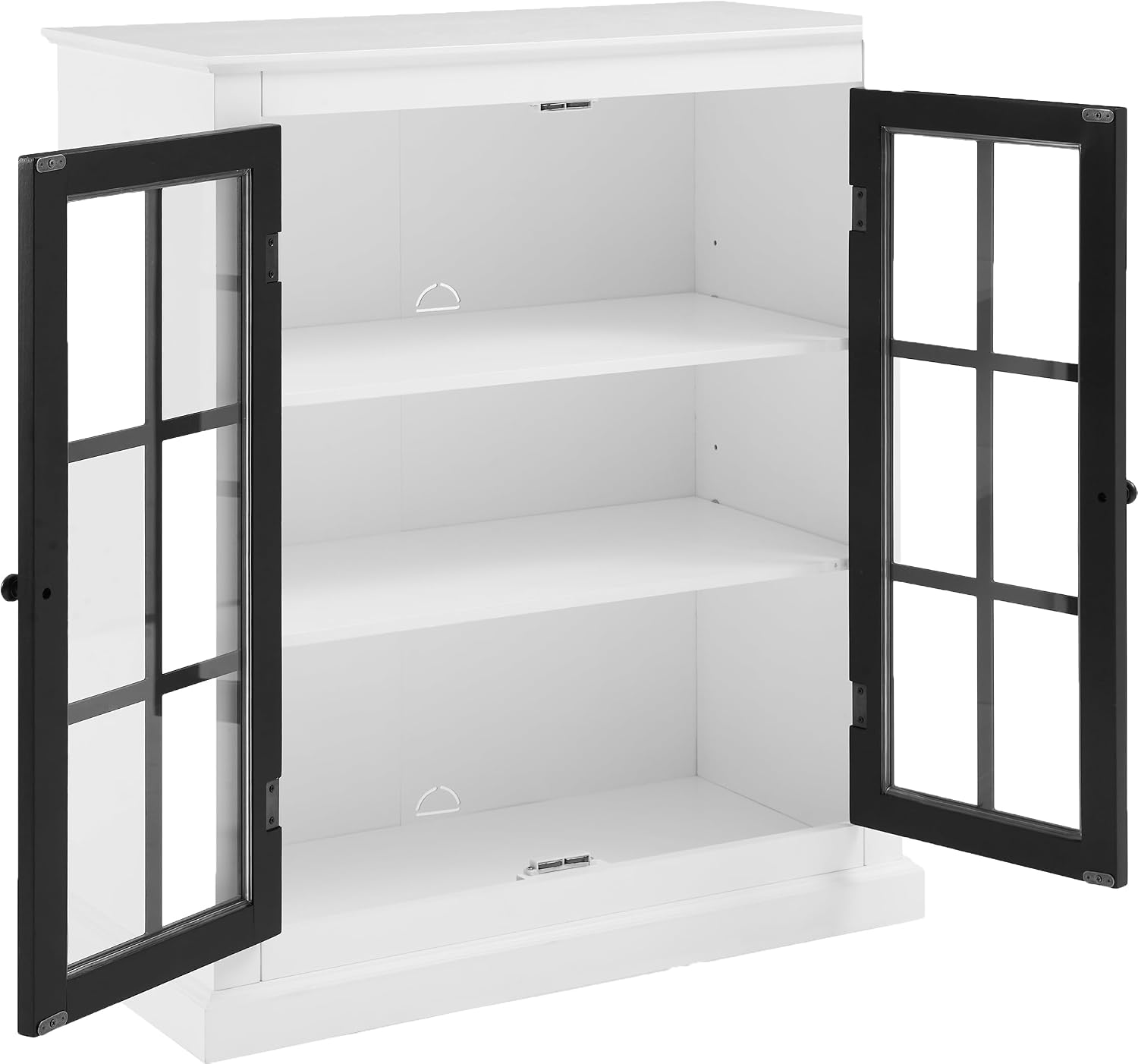Crosley Furniture Cecily Stackable Pantry Storage Cabinet with Shelves, Kitchen, Dining, or Laundry Room, White/Matte Black