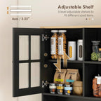 HOMCOM Kitchen Pantry Storage Cabinet 72" with Hutch, Black | Large Countertop, Freestanding, Glass Doors, Adjustable Shelves, Dining Room