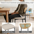 Beige Dining Chairs Set of 4, Upholstered Modern Kitchen Chairs Dining Room Chairs with Wood Curved Backrest & Metal Legs