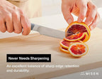 Misen Serrated Bread Knife – High-Carbon Japanese AUS8 Steel – Effortless Slicing of Bread, Pastries, and Fruits – Razor-Sharp Edge and Durable Blade with Ergonomic Handle - 5", Gray
