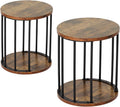 HDANI Wooden Stool Set of 2 for Kids, Adults - 300lbs Load Capacity Garden Round Wood Stool, Non-Slip Small Step for Plant Stand, Kitchen, Bathroom and Bedroom, Brown