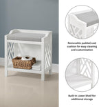 Alaterre Furniture Coventry Bench Stool with Cushion - Pine Wood Bench for Entryway or Bathroom Storage - Use as Shoe Rack, Vanity Chair and More (White)