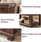 SAVOR LIFE Farmhouse TV Stand and Coffee Table Set 4 Piece, Walnut | Living Room Table Set with Drawer & Open Shelving & Thick Tabletop & Square Wooden Legs