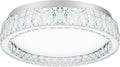 LamQee Crystal Flush Mount Ceiling Light Fixture, Dimmable LED Modern Close to Ceiling Light, Hallway Light Fixtures Round Ceiling Chandelier for Bedroom Kitchen Bathroom Closet Dining Room 13.78 inch